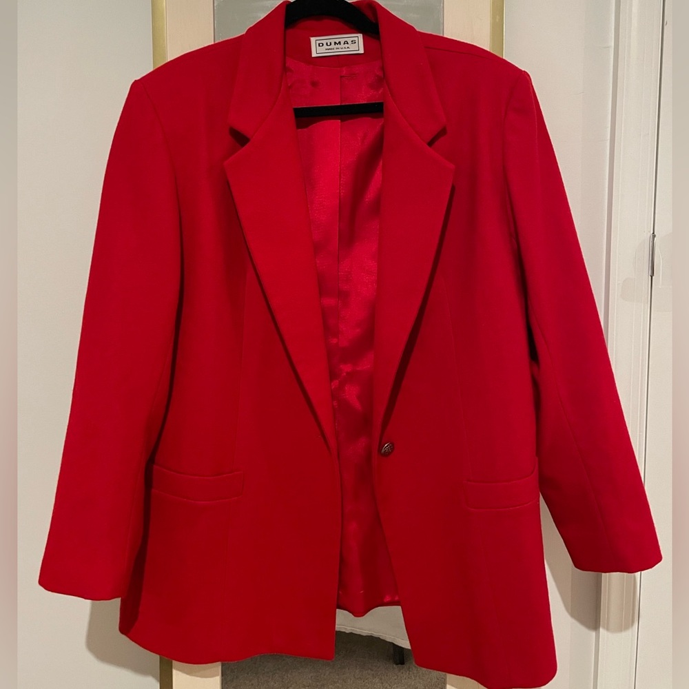 Dumas Vintage Red Wool Blazer Size 16